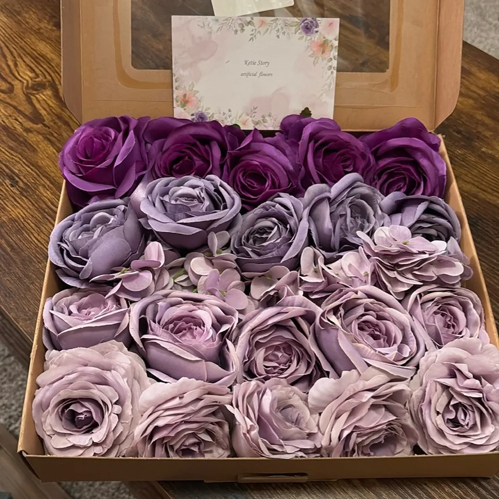 Gradient Purple Artificial Rose and Hydrangea Flowers. NEW OPEN BOX